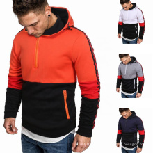 2021 Oversized  Autumn And Winter Large Size Loose Fleece Men's Sports Stitching Casual Hooded Pullover Men's plus-siz